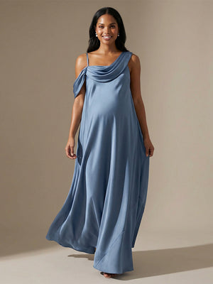 Ruched Satin A Line Cowl Neck Wedding Guest Dresses