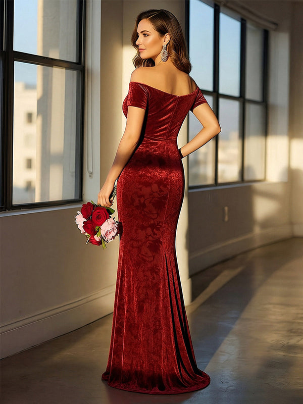 Satin Off the Shoulder Mermaid Maxi Dresses