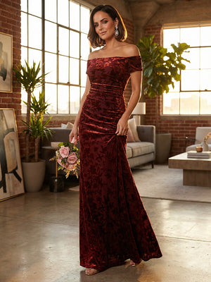 Satin Off the Shoulder Mermaid Maxi Dresses