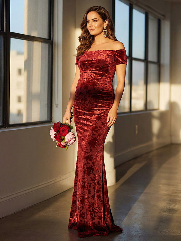 Satin Off the Shoulder Mermaid Maxi Dresses