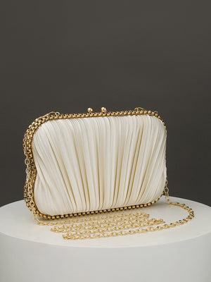 Geometric Elegant Pleats Chain Polyester Handbags