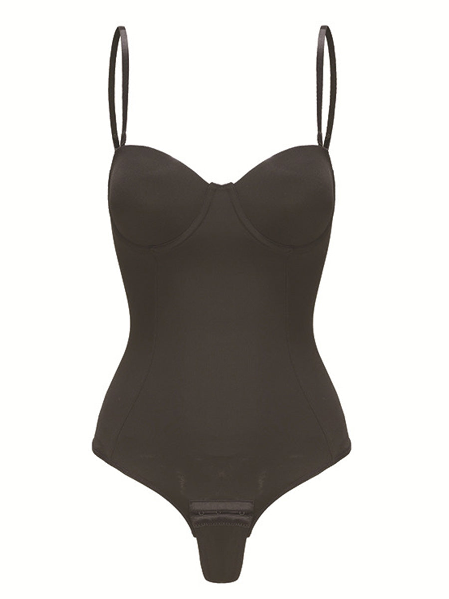 Hip Length Daily Tummy Control Push-Up Bra Spaghetti Straps Nylon Shapewear