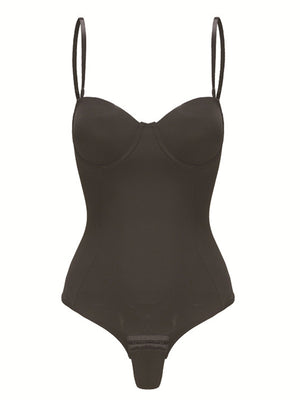 Hip Length Daily Tummy Control Push-Up Bra Spaghetti Straps Nylon Shapewear