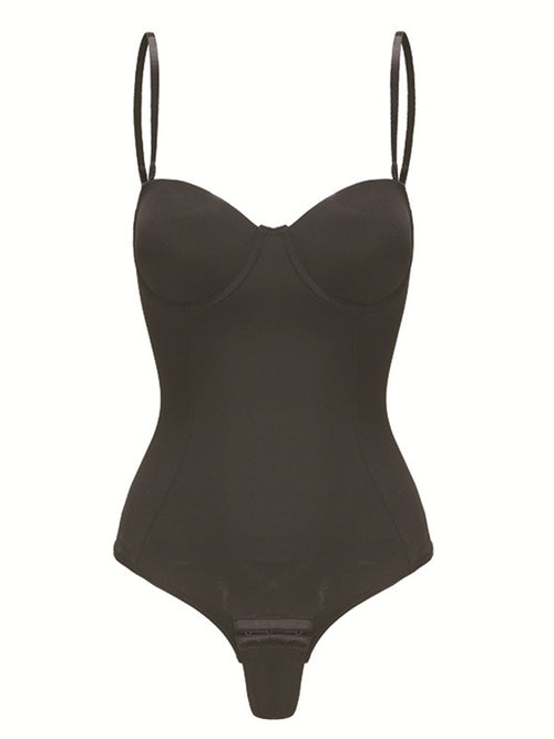 Hip Length Daily Tummy Control Push-Up Bra Spaghetti Straps Nylon Shapewear