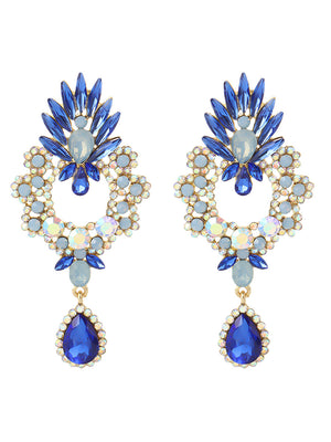Tear Drop Classic Hollow-Out Beadings Crystal Alloy Earrings