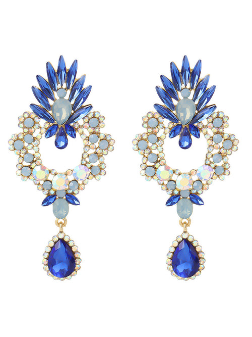Tear Drop Classic Hollow-Out Beadings Crystal Alloy Earrings