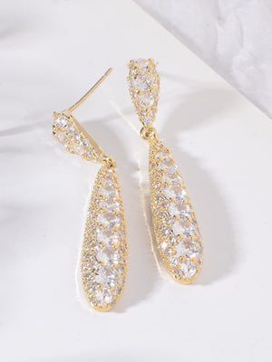 Tear Drop Elegant Beadings Crystal Zircon Earrings