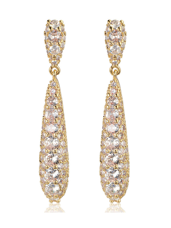 Tear Drop Elegant Beadings Crystal Zircon Earrings