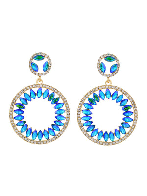 Round Elegant Beadings Hollow-Out Crystal Earrings
