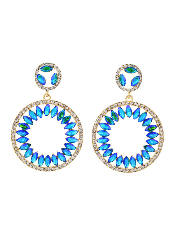 Round Elegant Beadings Hollow-Out Crystal Earrings