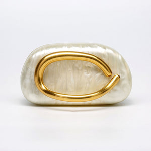 Oval  Metal Handle Diagonally Across Acrylic Handbags with Chain
