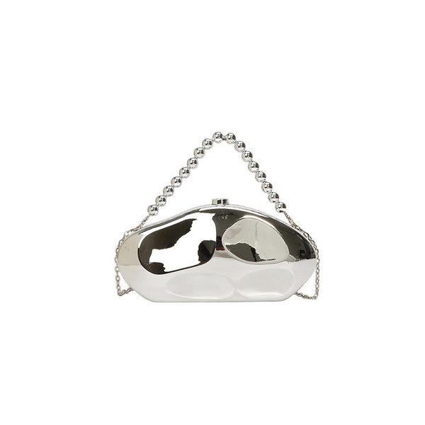 Irregular Luxurious Beadings Diamond Grid Acrylic Handbags with Chain