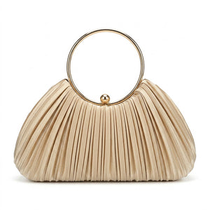 Irregular Classic Ruched Daily Sparkly Metal Handle PVC Handbags