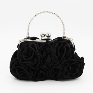 Geometric Sweet Flower Metal Handle Silk Handbags
