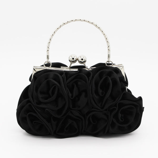 Geometric Sweet Flower Metal Handle Silk Handbags
