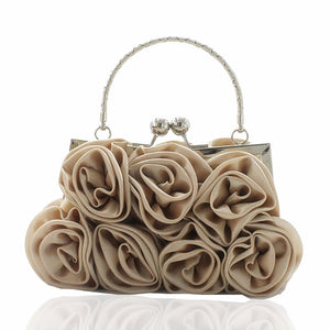 Geometric Sweet Flower Metal Handle Silk Handbags