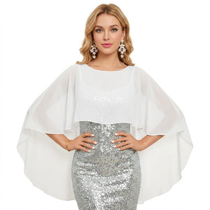 Daily Scoop Neck Shawl Chiffon Cape for Women