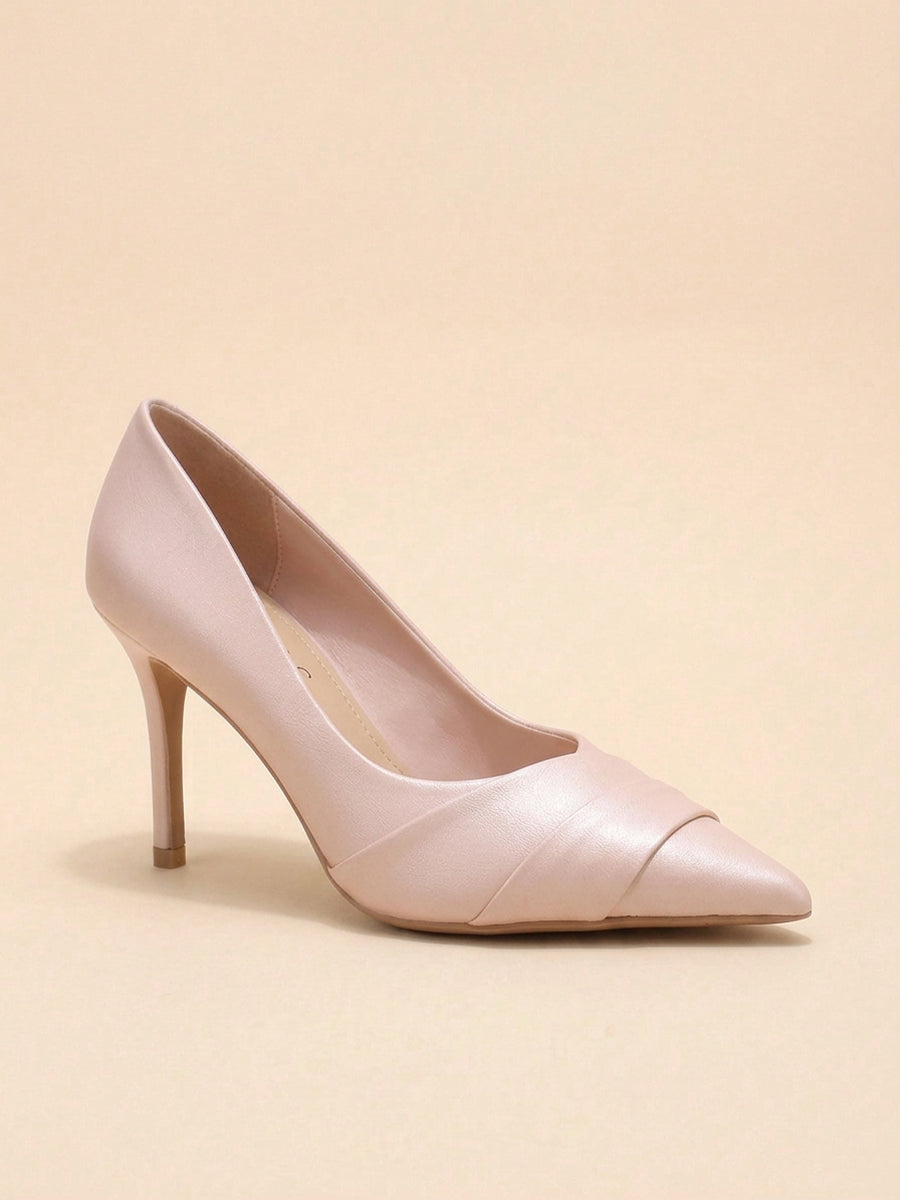 Ruched Satin Pointed Toe Stiletto Pumps