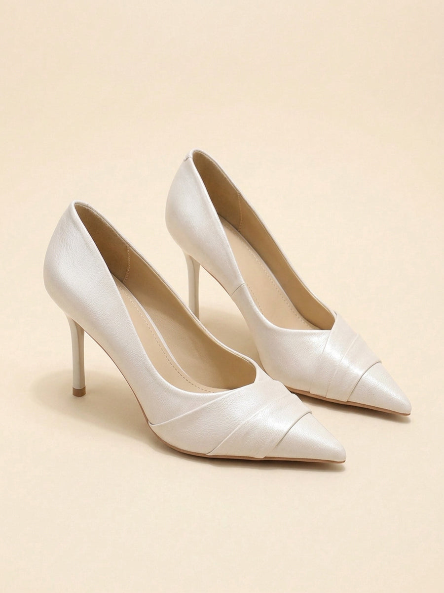 Ruched Satin Pointed Toe Stiletto Pumps