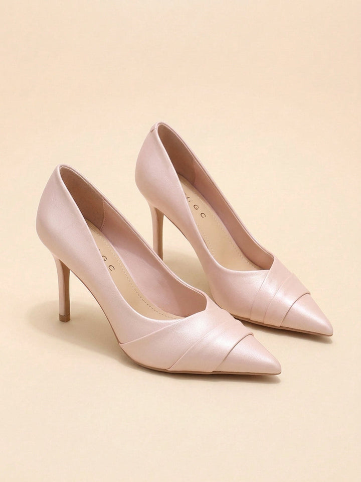Ruched Satin Pointed Toe Stiletto Pumps