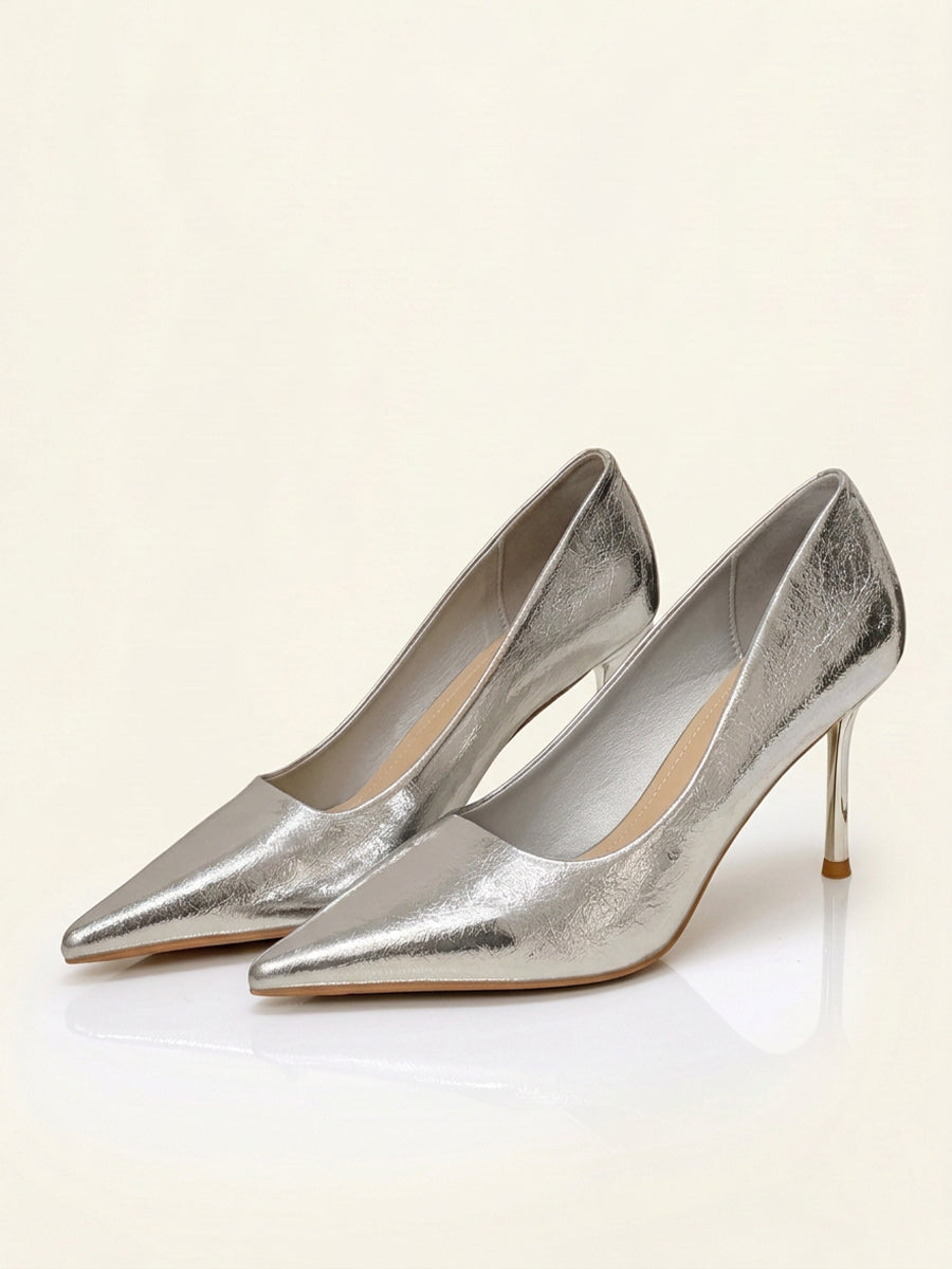 Metallic Pointed Toe Stiletto Pumps
