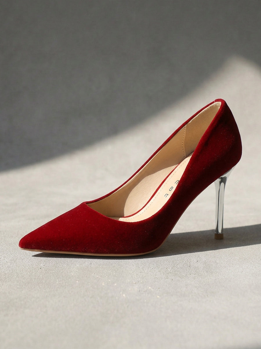 Velvet Pointed Toe Stiletto Pumps