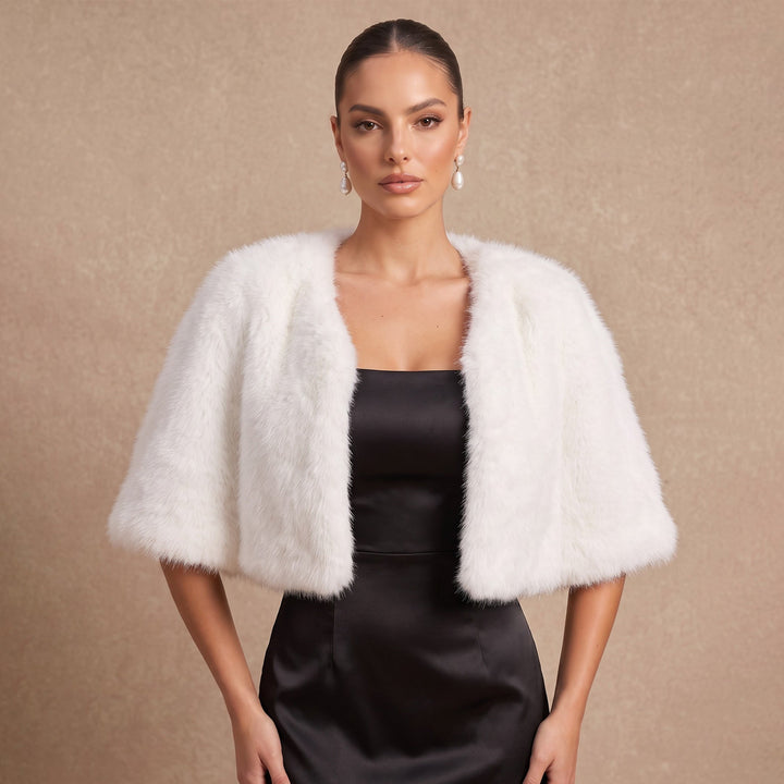 Faux Rabbit Fur Bolero Shrug Bridal Wrap Stole