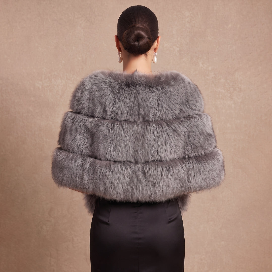 Chevron Striped Faux Fur Bridal Shawl Wrap Stole