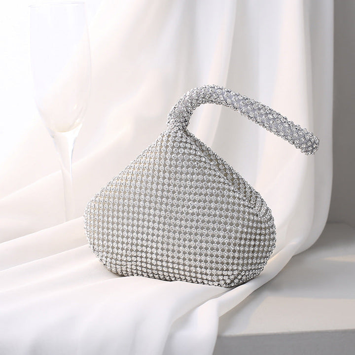 Sparkling Rhinestone Triangle Evening Clutch with Knotted Handle