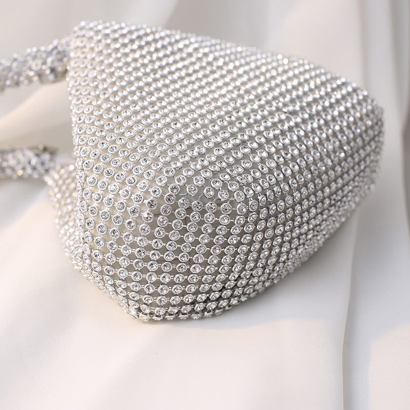 Sparkling Rhinestone Triangle Evening Clutch with Knotted Handle