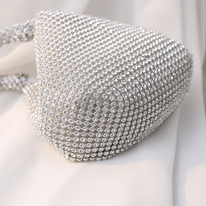 Sparkling Rhinestone Triangle Evening Clutch with Knotted Handle