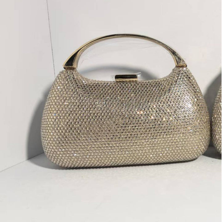 Glamorous Rhinestone Top Handle Evening Clutch Purse
