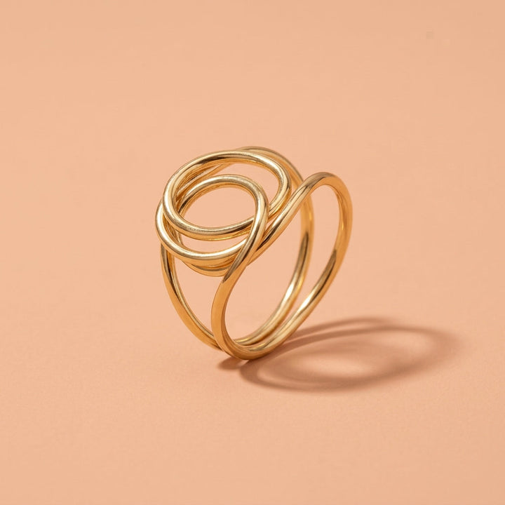 Intertwined Multi Loop Gold Statement Ring For Wedding Evening Party