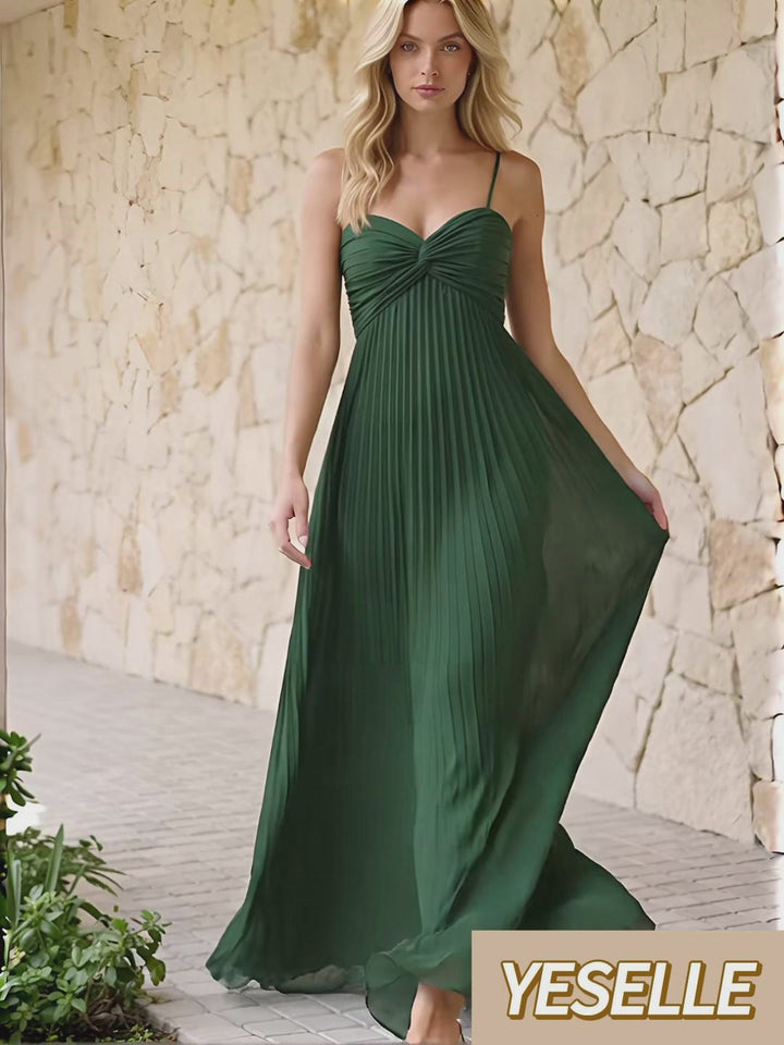 Spaghetti Straps Pleated Chiffon Bridesmaid Dresses